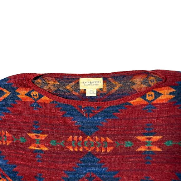 Denim & Supply Ralph Lauren Womens Medium Aztec Lightweight Sweater Southwestern - Picture 3 of 5